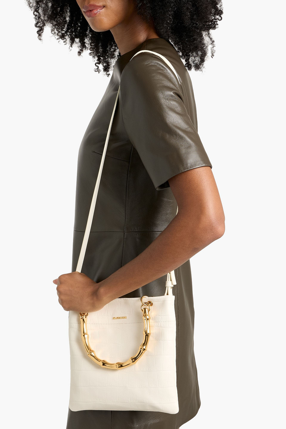 Jil Sander Croc-effect Leather Tote In White