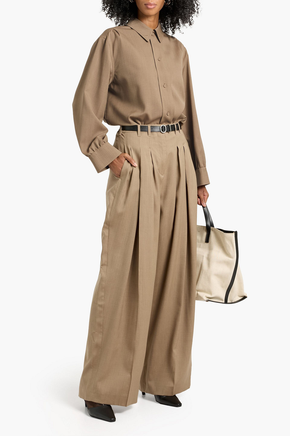 Jil Sander Wool-jacquard Shirt In Brown