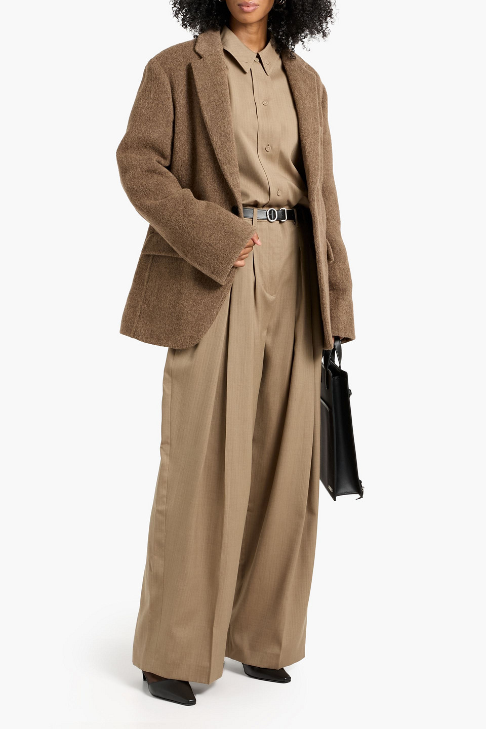 Jil Sander Brushed Wool-blend Blazer In Brown