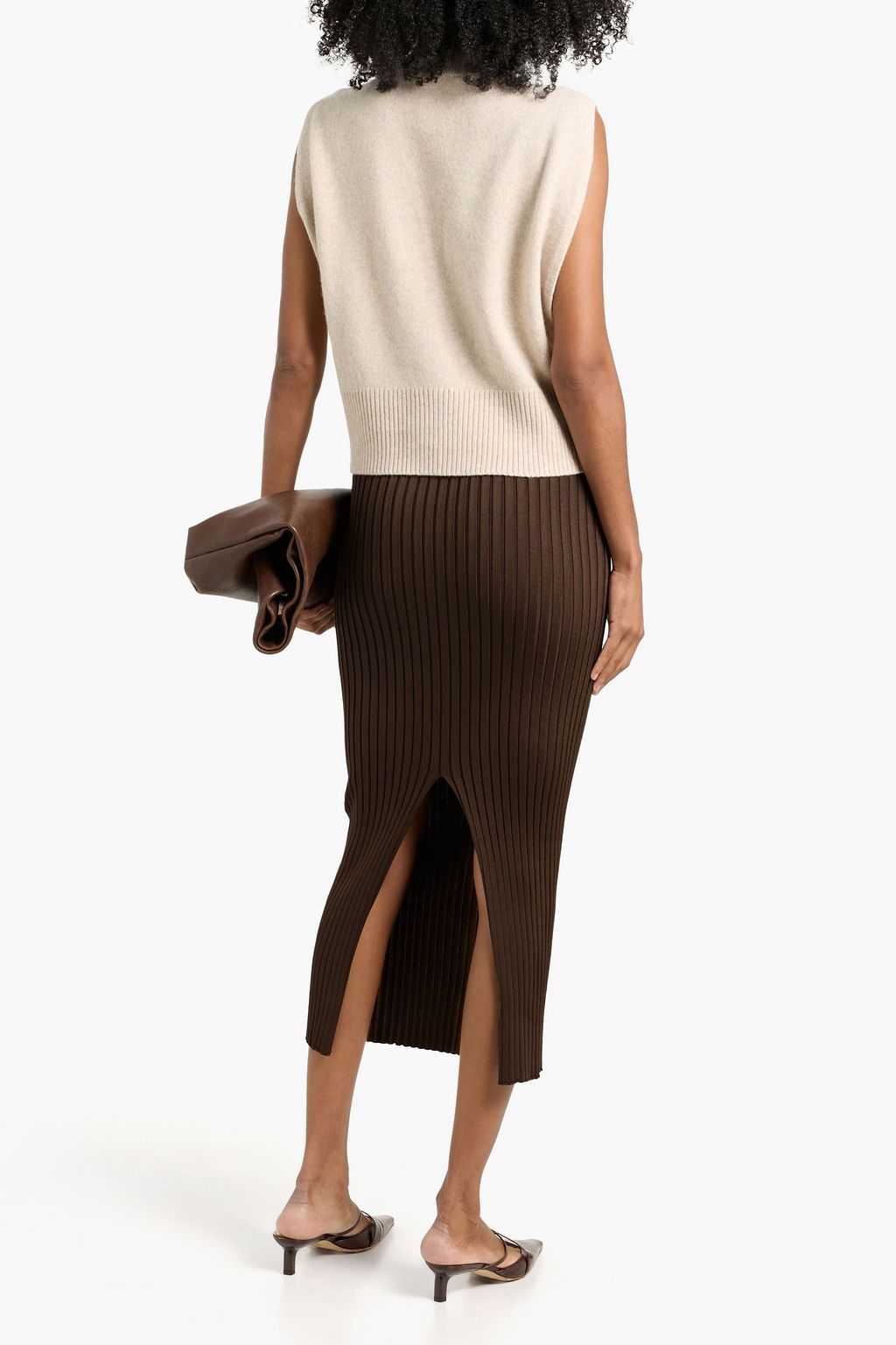 JIL SANDER Ribbed-knit midi pencil skirt