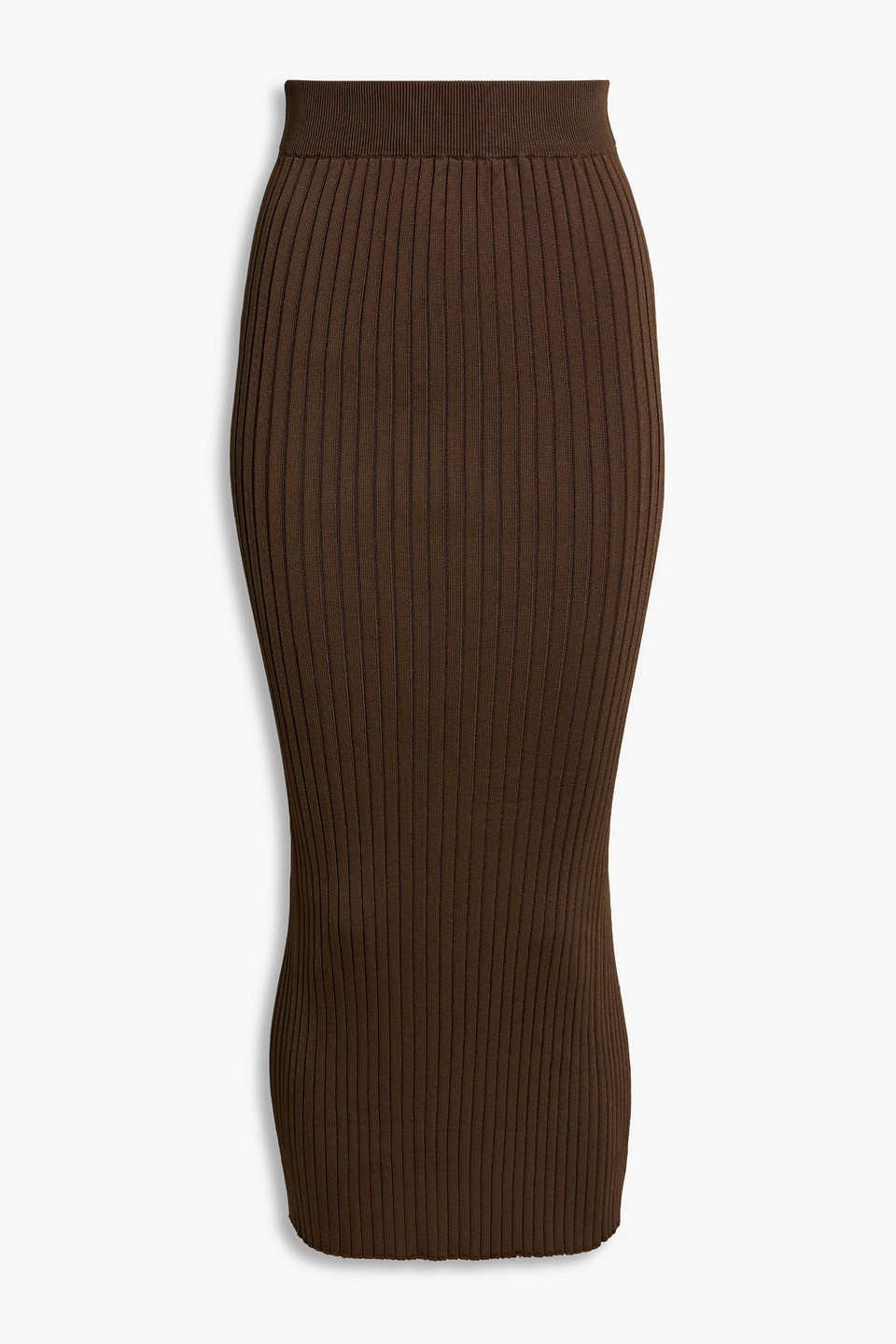 Jil Sander Ribbed-knit Midi Pencil Skirt In Brown