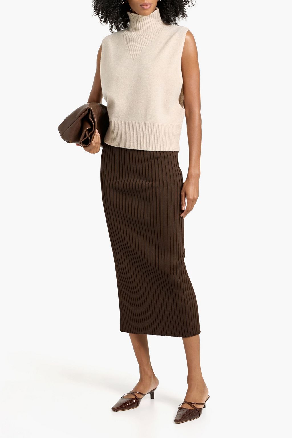 JIL SANDER Ribbed-knit midi pencil skirt