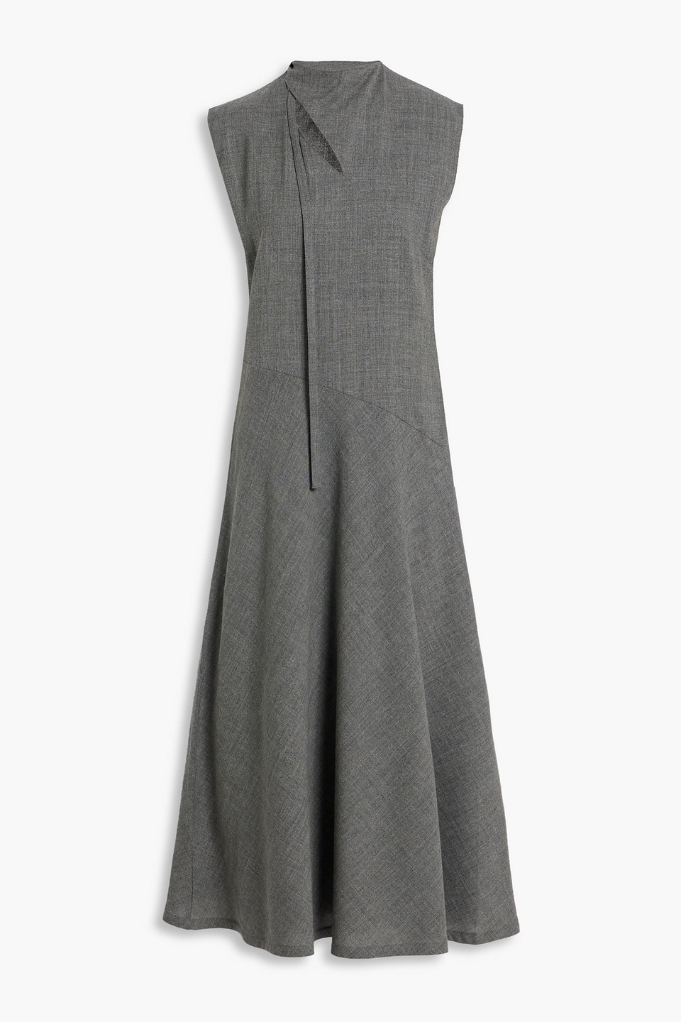 Jil Sander Grain De Poudre Wool Midi Dress In Gray