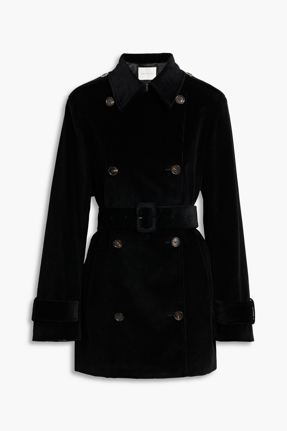 Veronica De Piante Charlotte Cotton-corduroy Trench Coat In Black