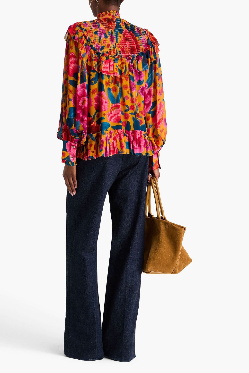 FARM RIO Printed cotton-georgette top