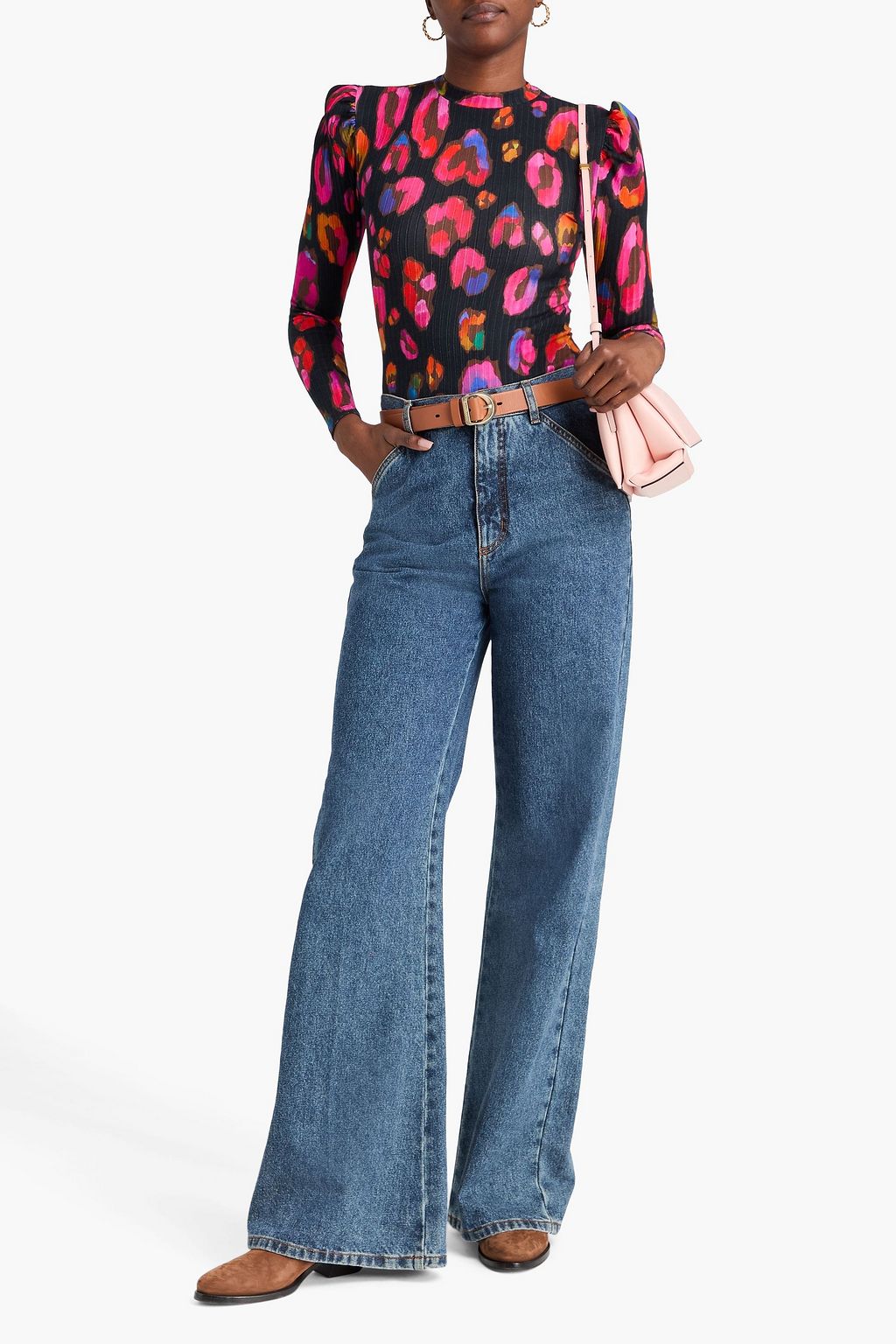 FARM RIO Leopard-print stretch-cotton jersey bodysuit
