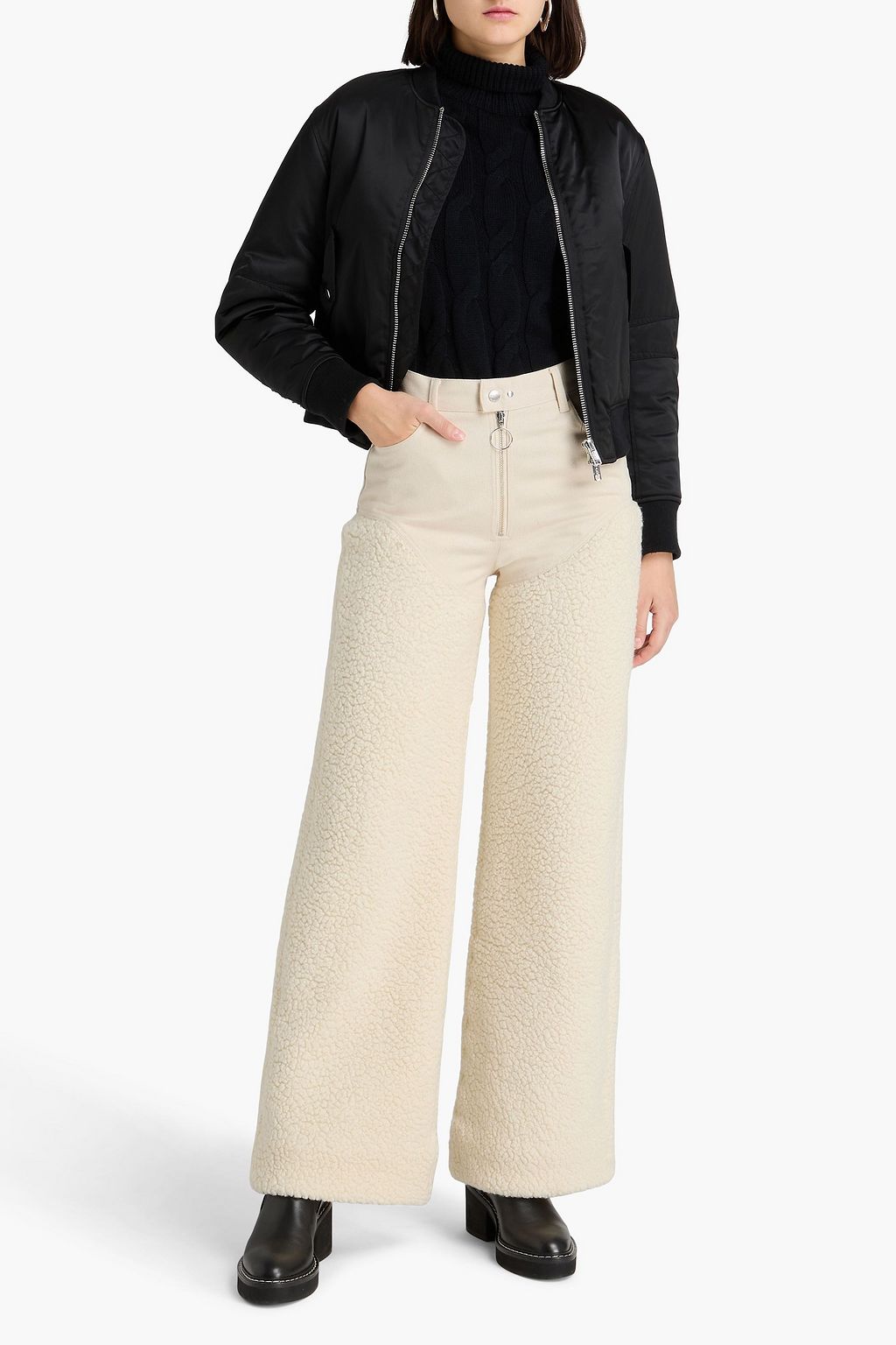 CORDOVA Kozzy sherpa-paneled wool-blend wide-leg pants