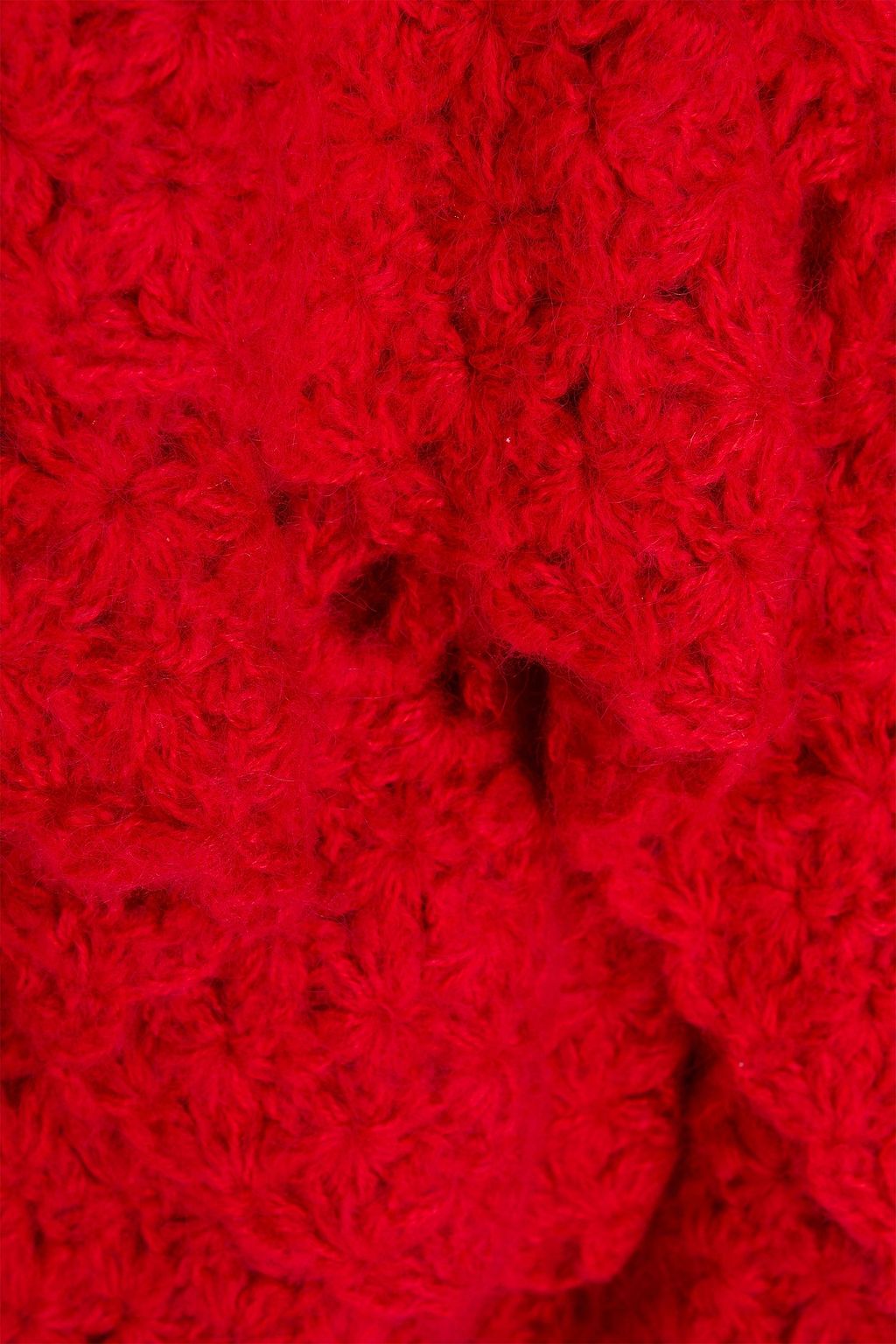 FARM RIO Ruffled crochet-knit cardigan