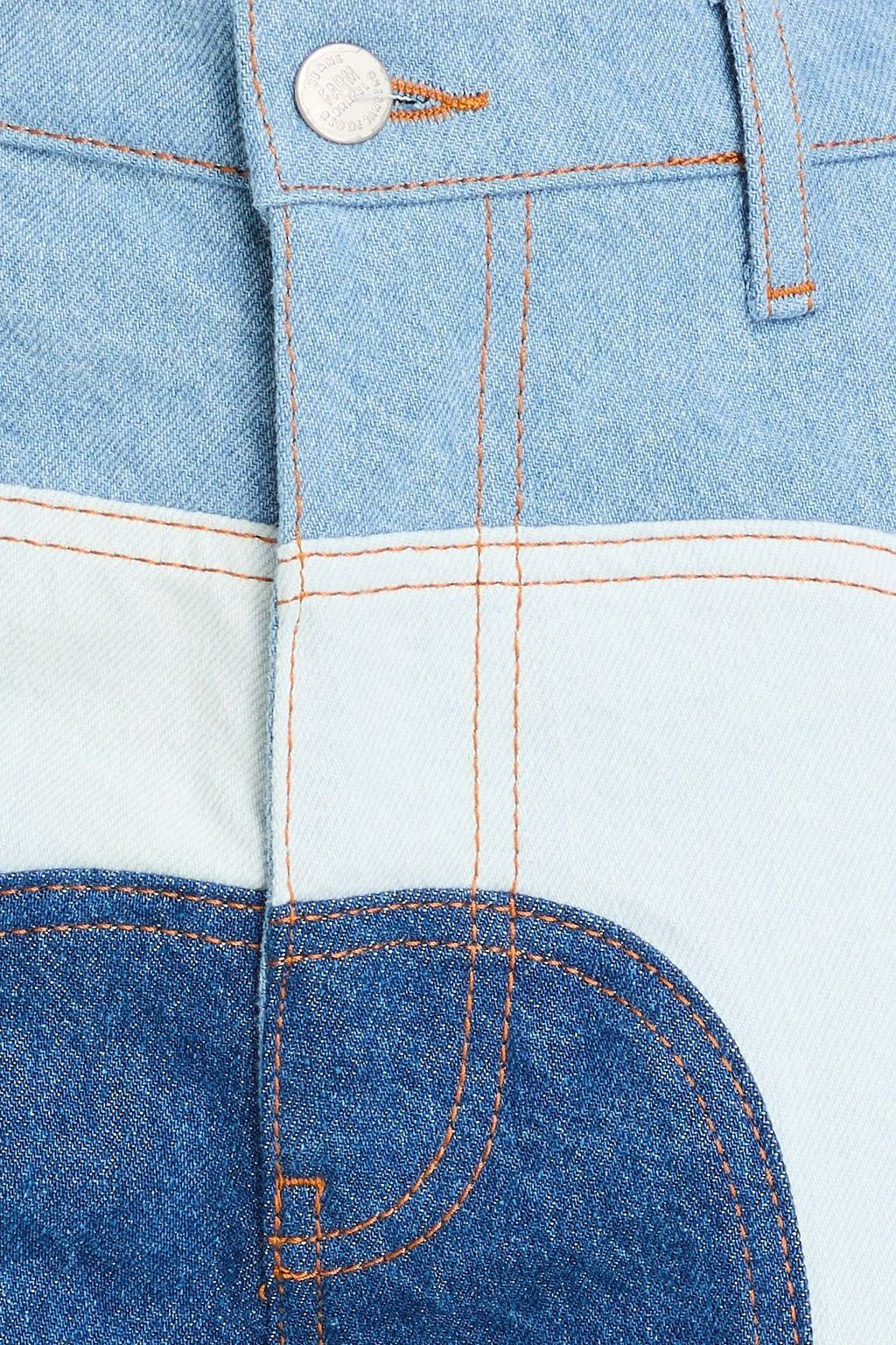 FARM RIO Patchwork-effect high-rise wide-leg jeans