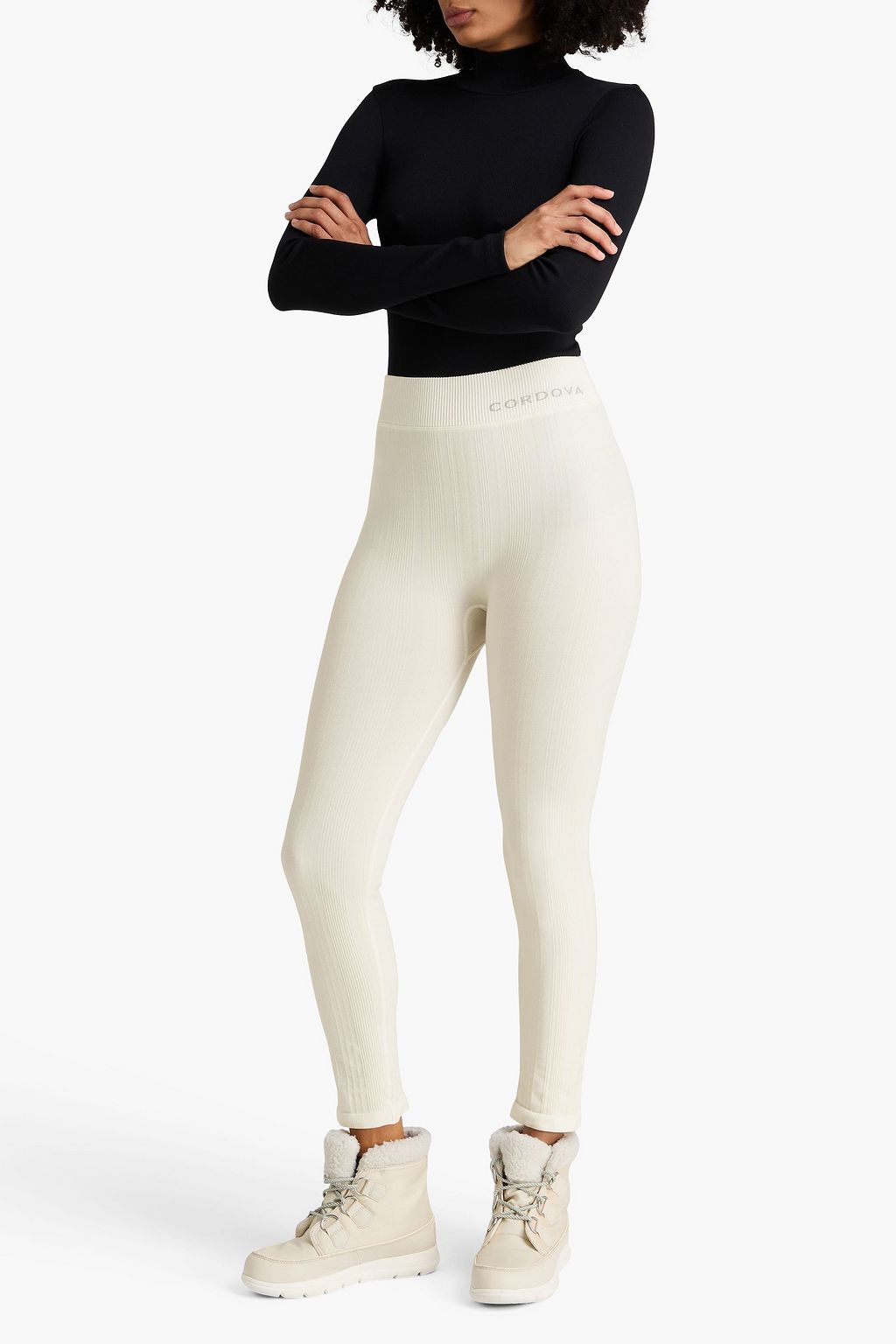 CORDOVA Cropped striped stretch-jersey base layer