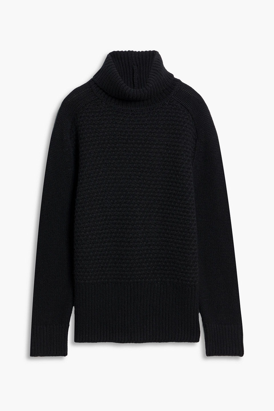 Veronica De Piante Francoise Textured-knit Cashmere Turtleneck Sweater In Black