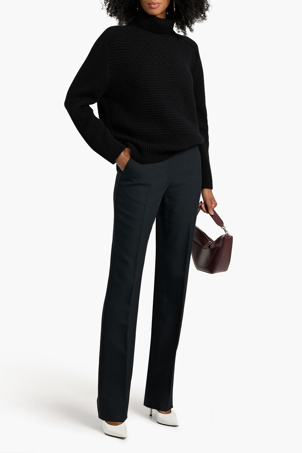 Veronica De Piante Mick Crepe Straight-leg Pants In Black