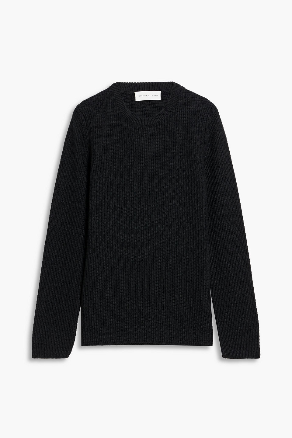 Veronica De Piante Chloe Waffle-knit Wool Sweater In Black