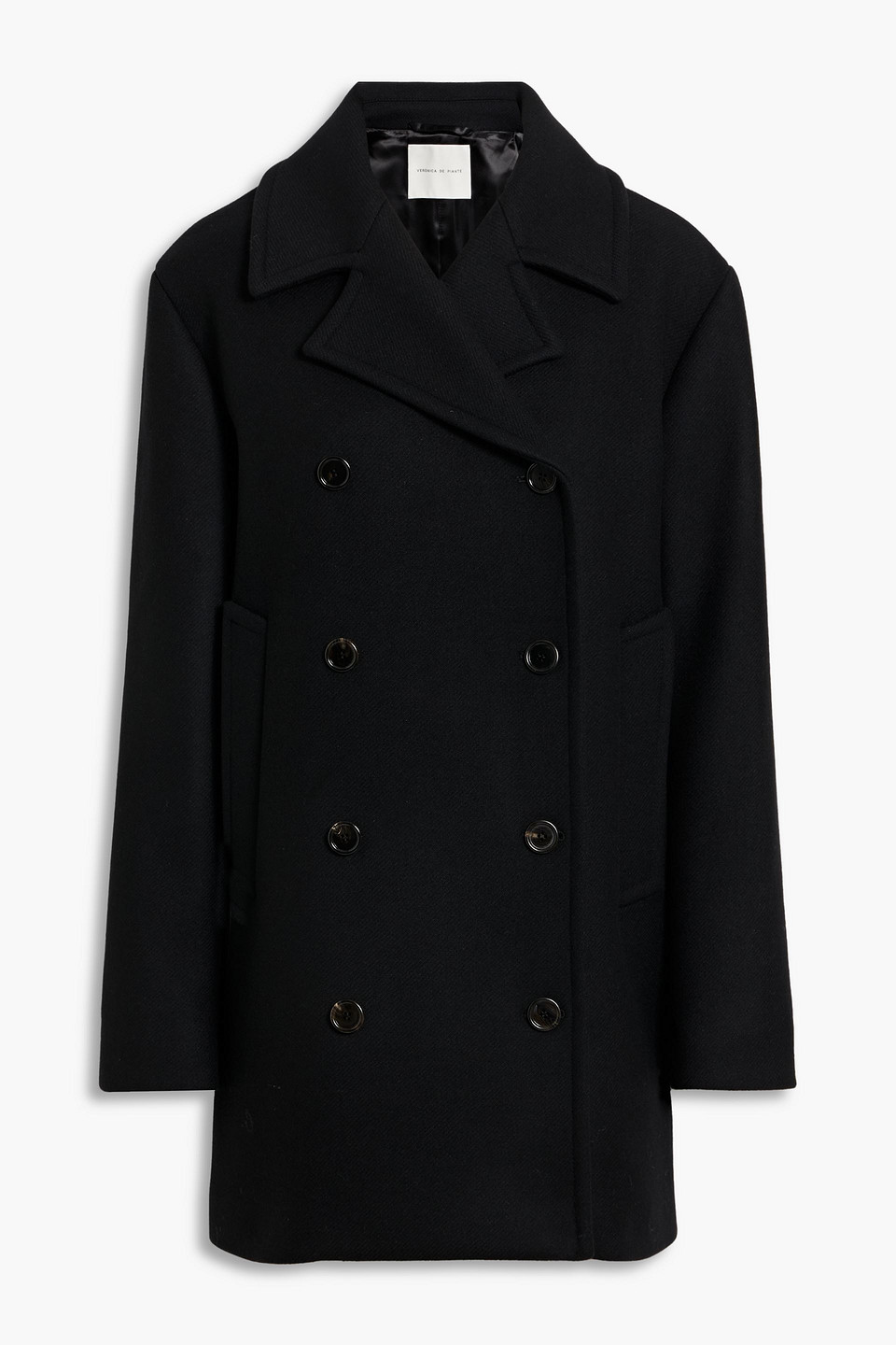 Veronica De Piante Claudia Double-breasted Wool-blend Coat In Black