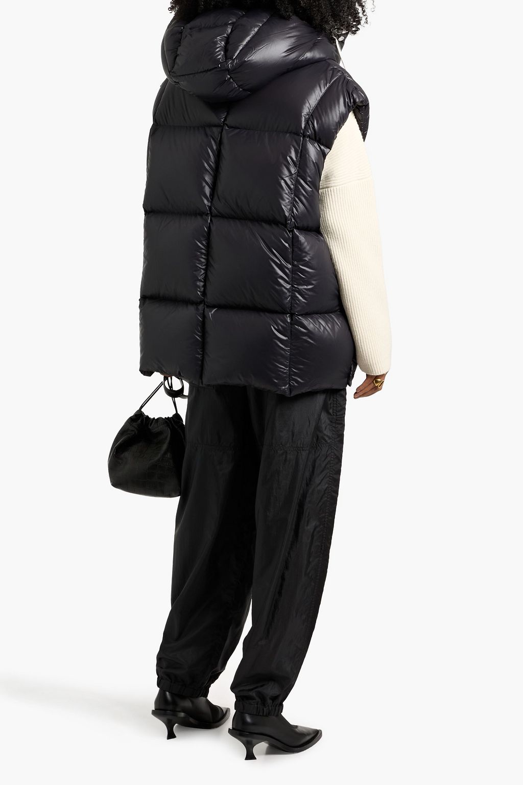 JIL SANDER Quilted shell hooded down vest