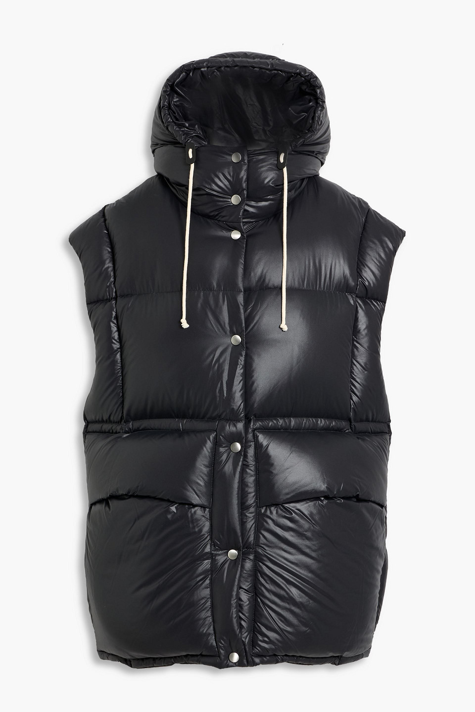 Jil Sander Quilted Shell Hooded Down Vest In Black