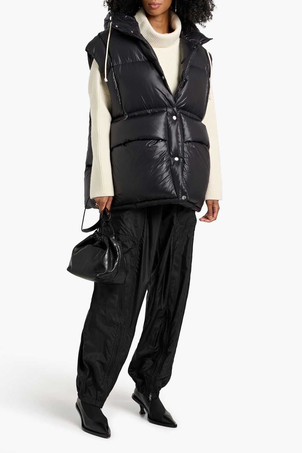 JIL SANDER Quilted shell hooded down vest