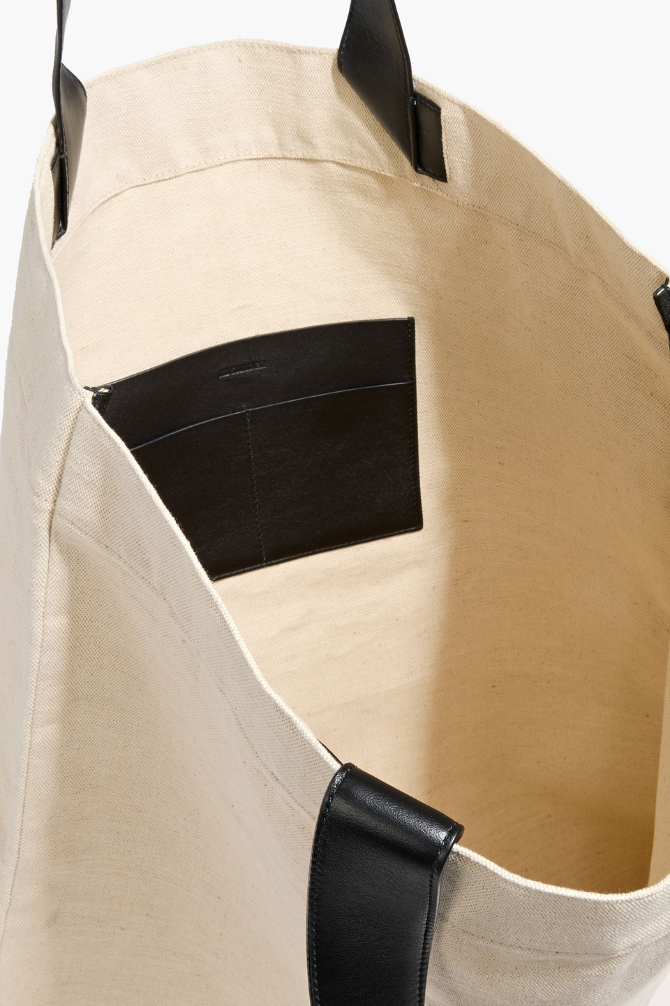 Jil Sander Leather-trimmed Canvas Tote In Neutral