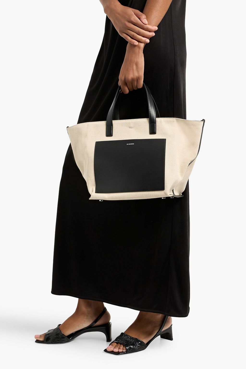 JIL SANDER Leather-trimmed canvas tote