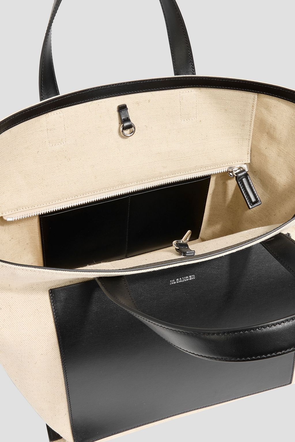 JIL SANDER Leather-trimmed canvas tote