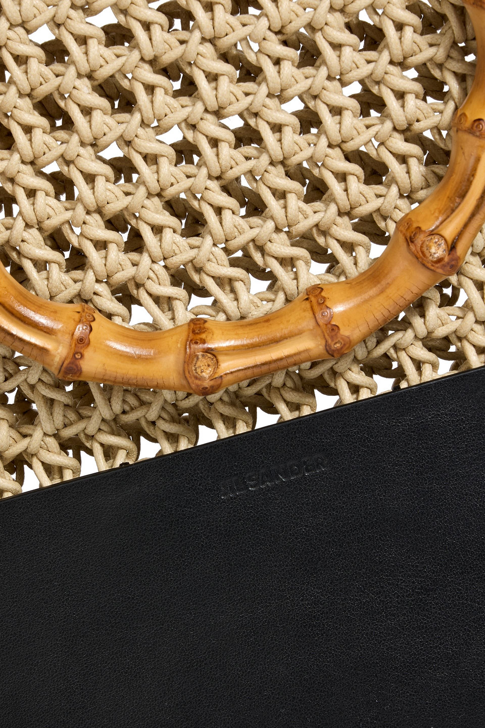 Jil Sander Leather-trimmed Crochet Tote In Neutral