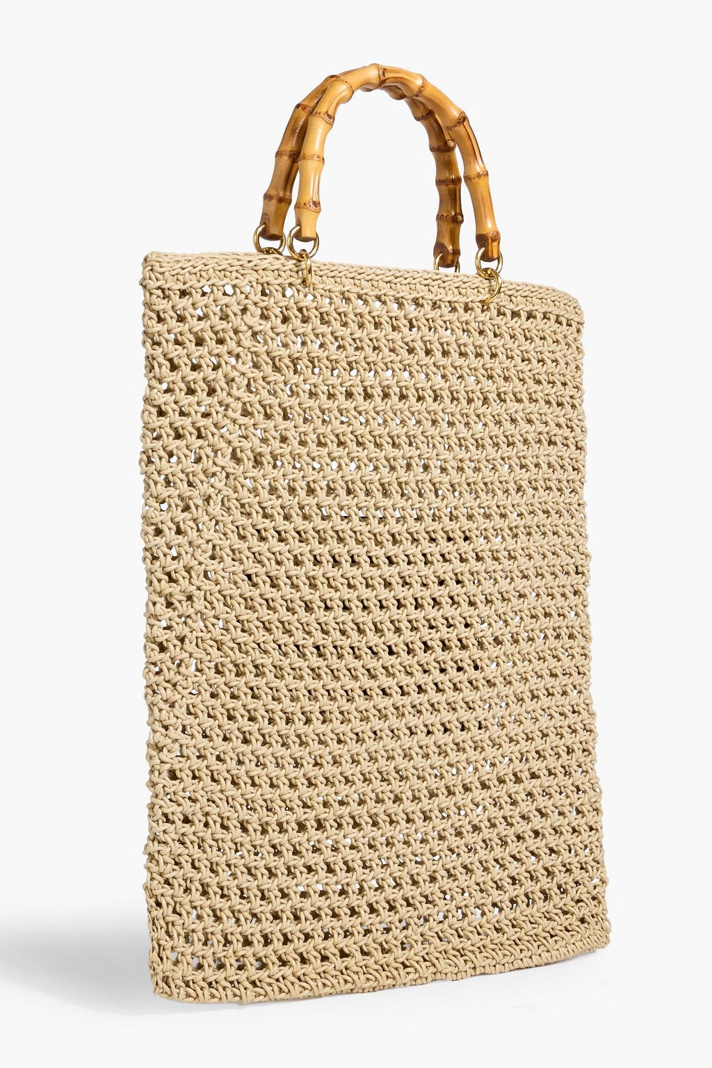 JIL SANDER Leather-trimmed crochet tote