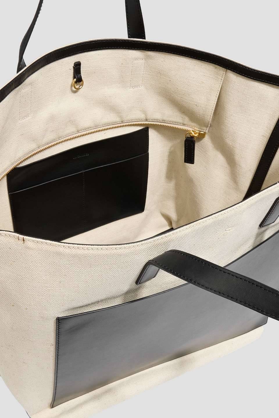 Jil Sander Leather-trimmed Canvas Tote In Sand