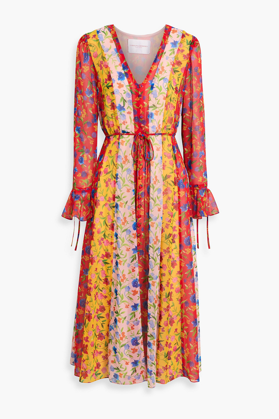 carolina herrera - floral-print chiffon midi dress - red - us 4