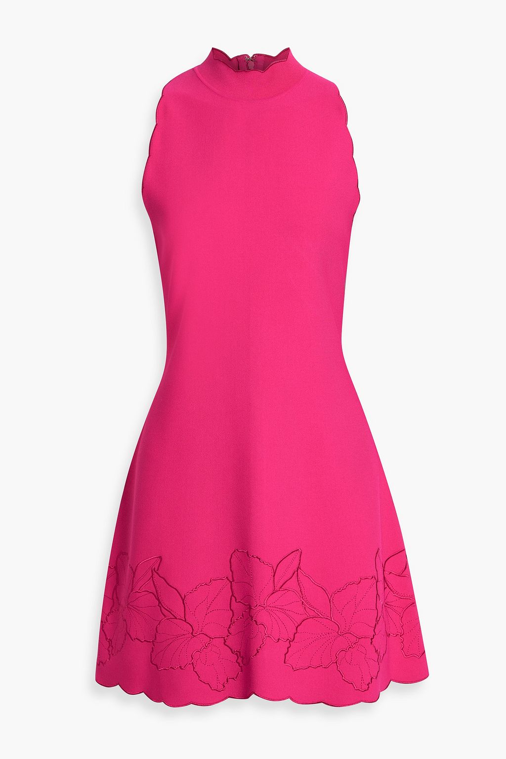 CAROLINA HERRERA Embroidered stretch-knit mini dress | THE OUTNET