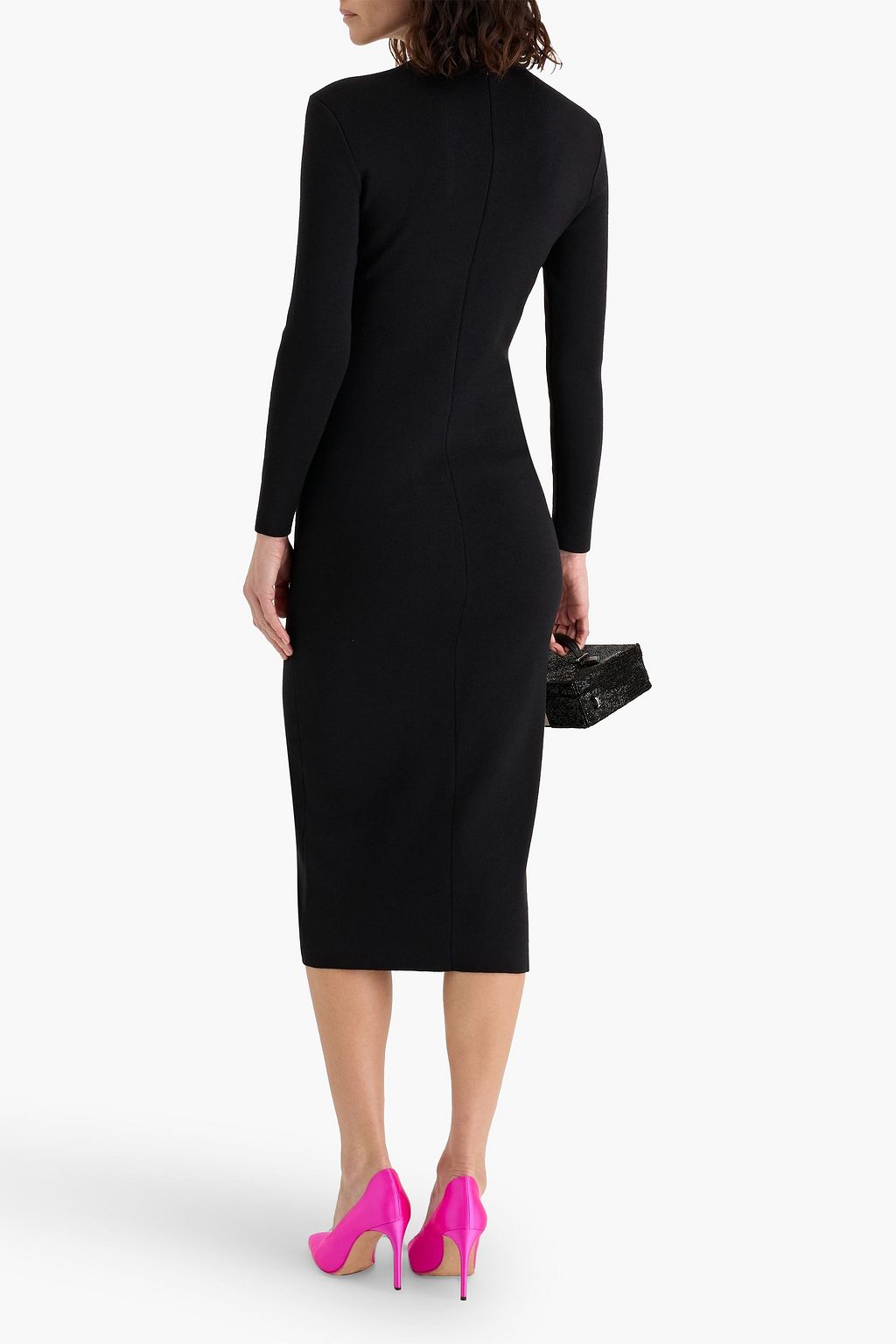 CAROLINA HERRERA Bow-detailed embellished wool-blend midi dress