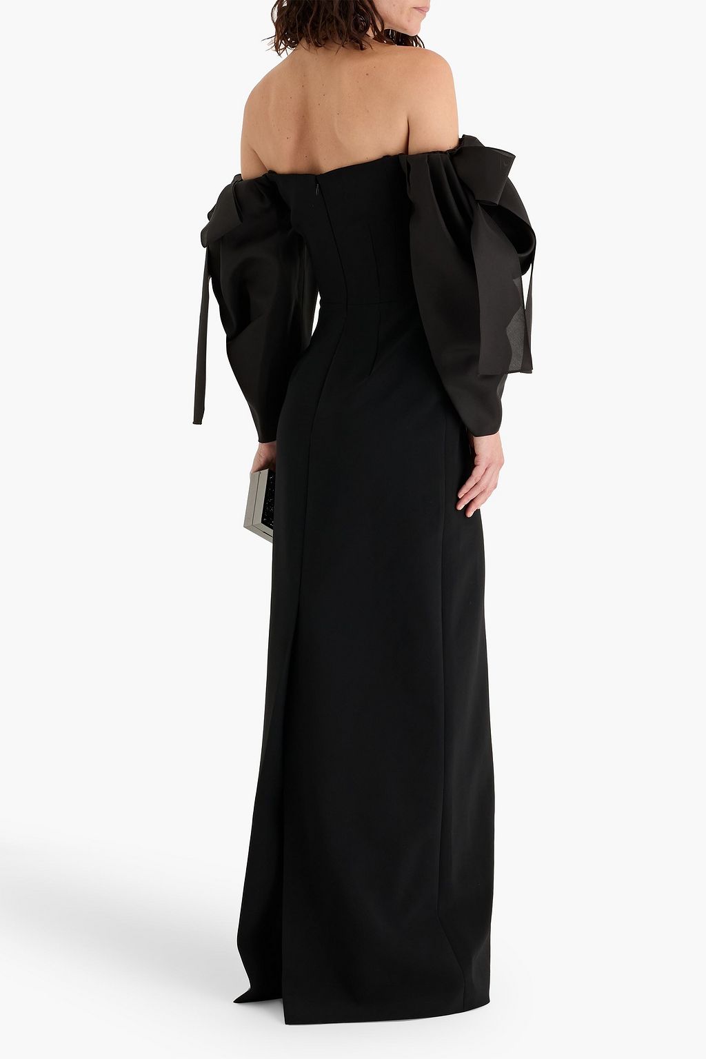 CAROLINA HERRERA Off-the-shoulder bow-detailed silk and crepe gown