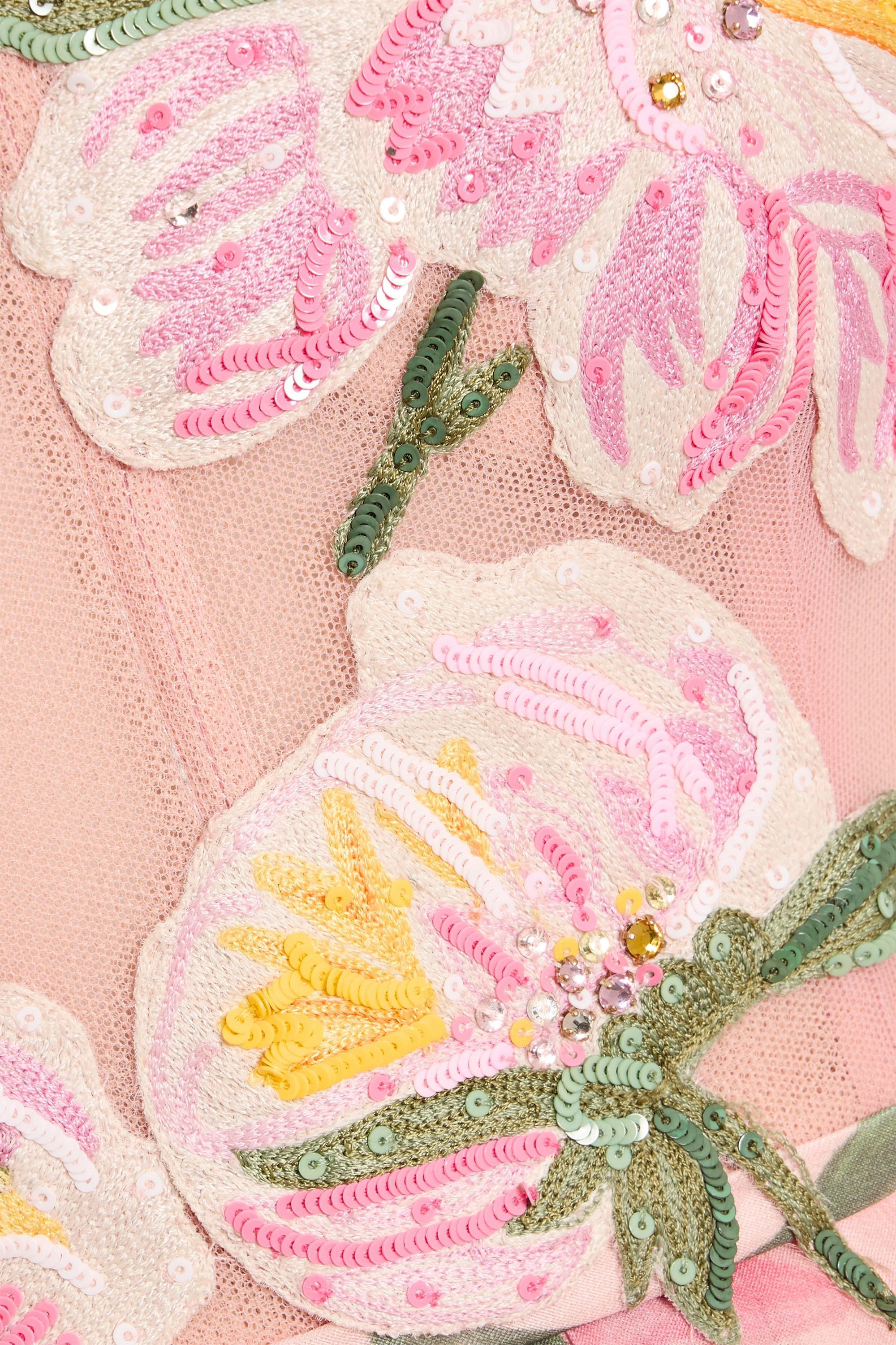 Carolina Herrera Strapless ruffled floral-print silk-tulle and organza mini dress