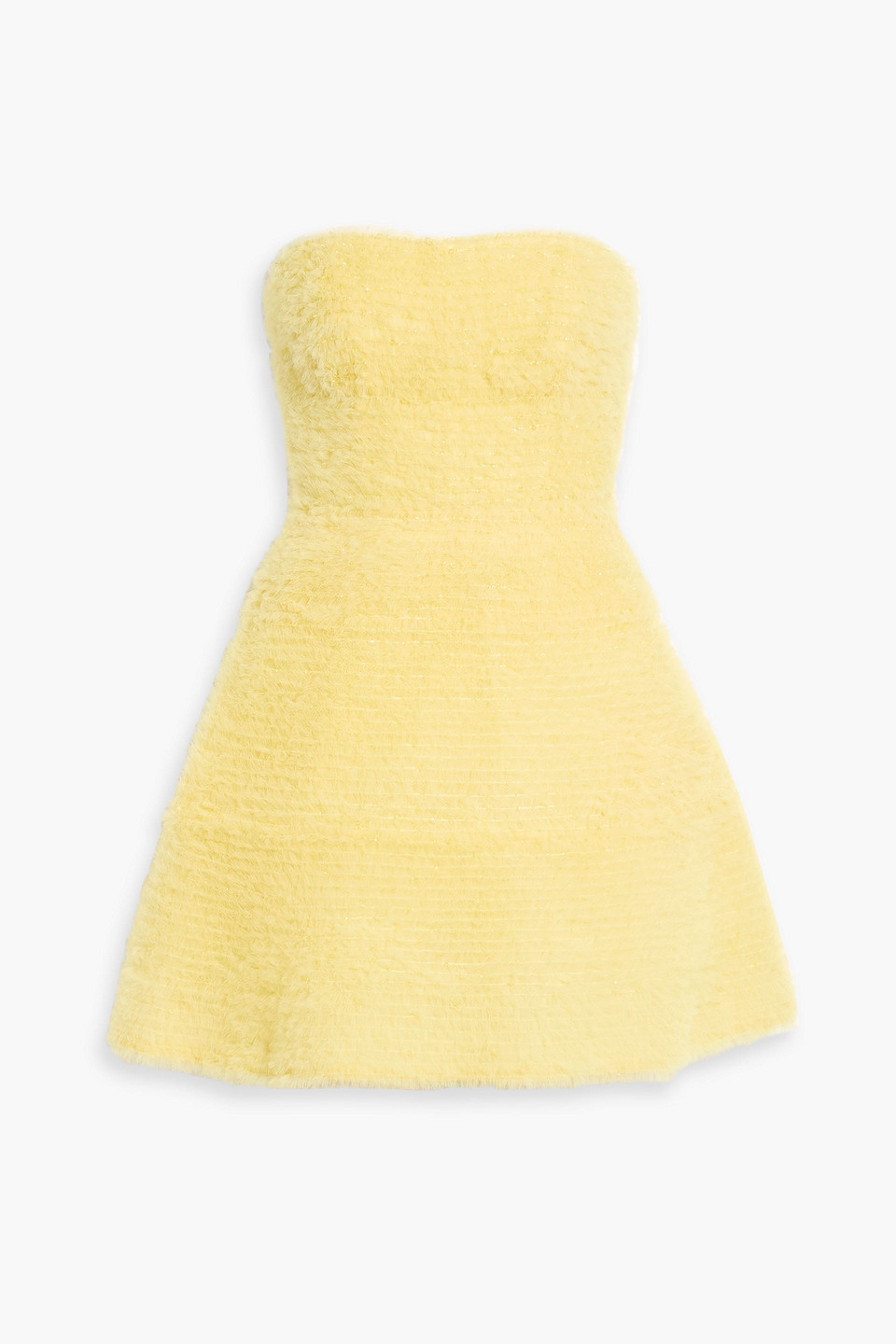carolina herrera - strapless bead-embellished ruffled tulle mini dress - yellow - us 2
