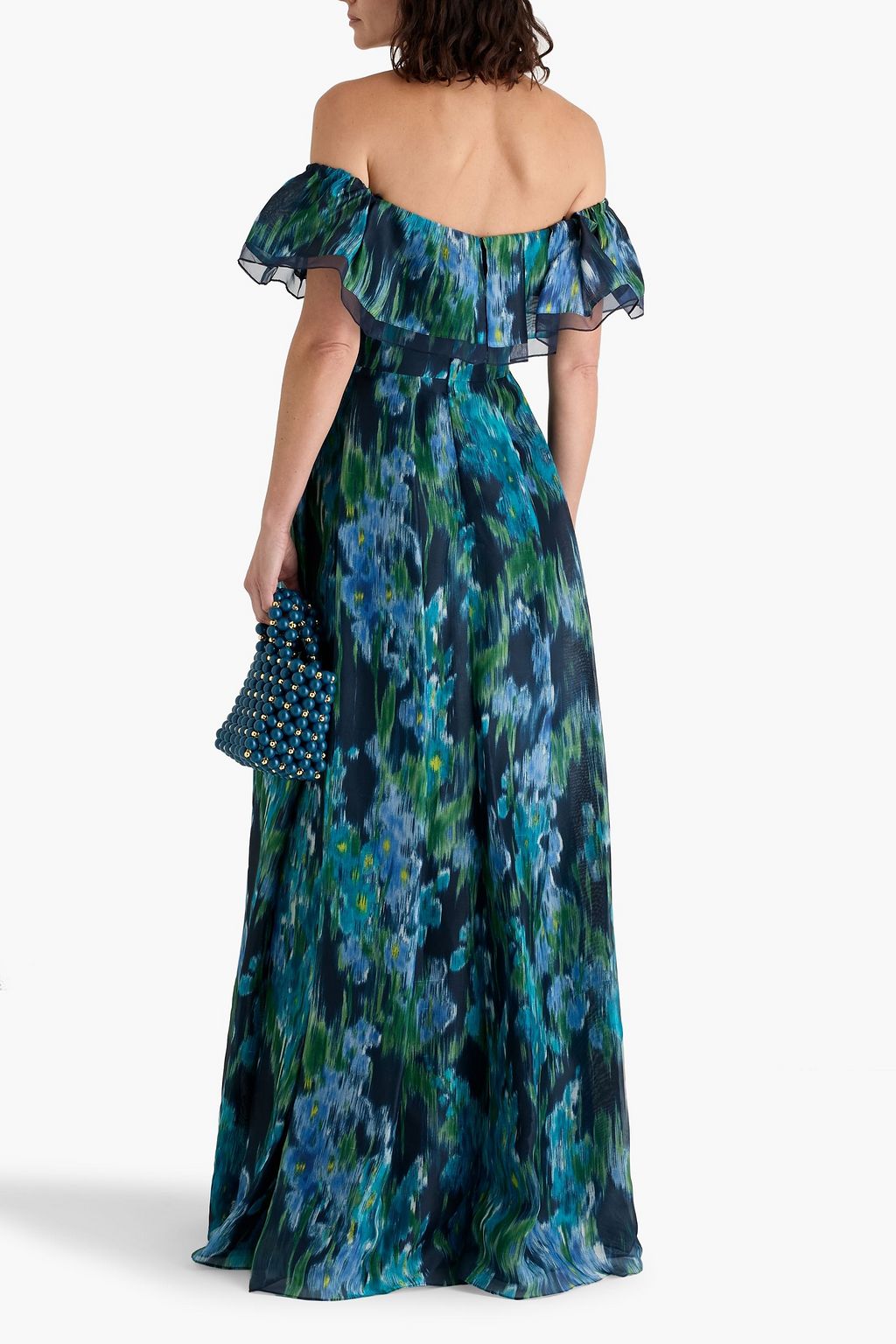 CAROLINA HERRERA Off-the-shoulder ruffled printed silk-organza gown
