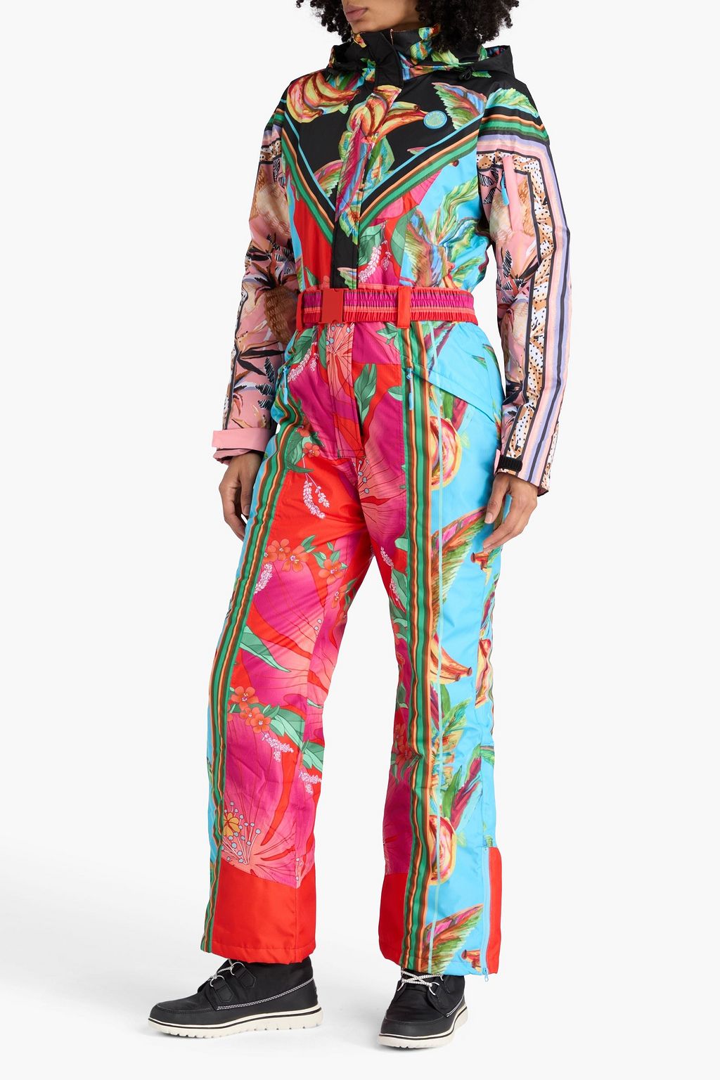 FARM RIO Belted printed ripstop hooded ski suit