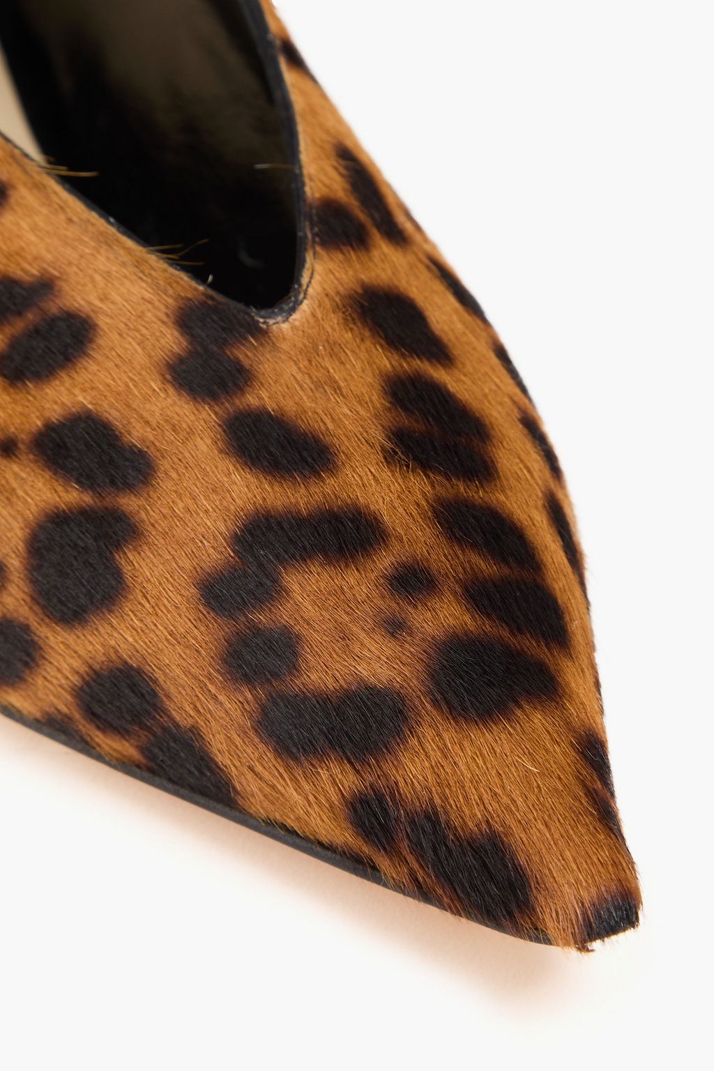 LE MONDE BERYL Babouche leopard-print calf hair point-toe flats
