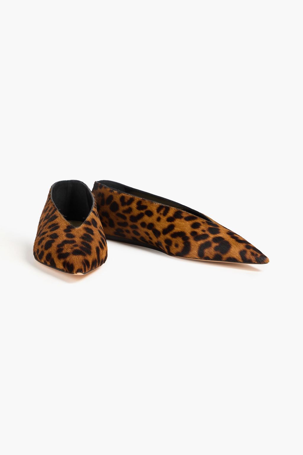LE MONDE BERYL Babouche leopard-print calf hair point-toe flats
