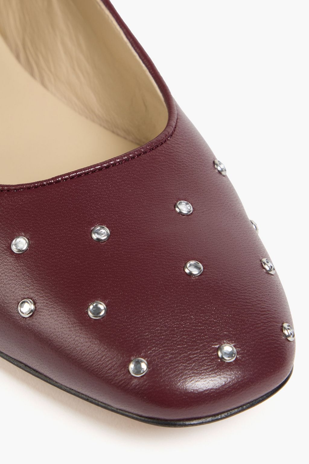 LE MONDE BERYL Crystal-embellished leather Mary Jane flats