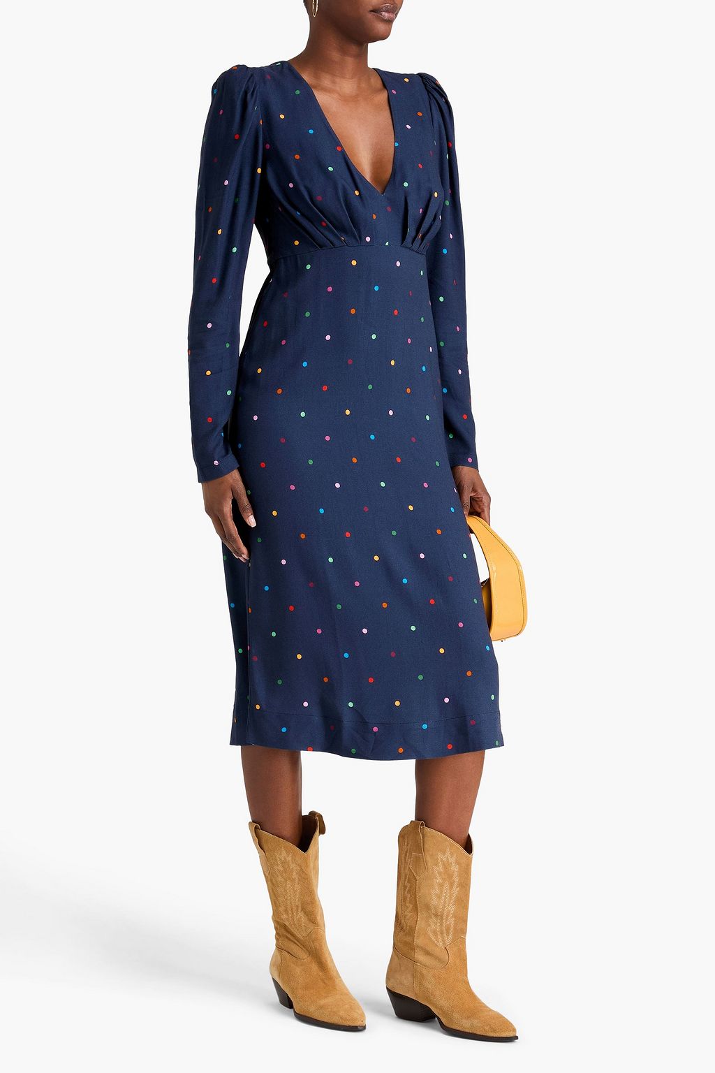 FARM RIO Lucy polka-dot crepe midi dress