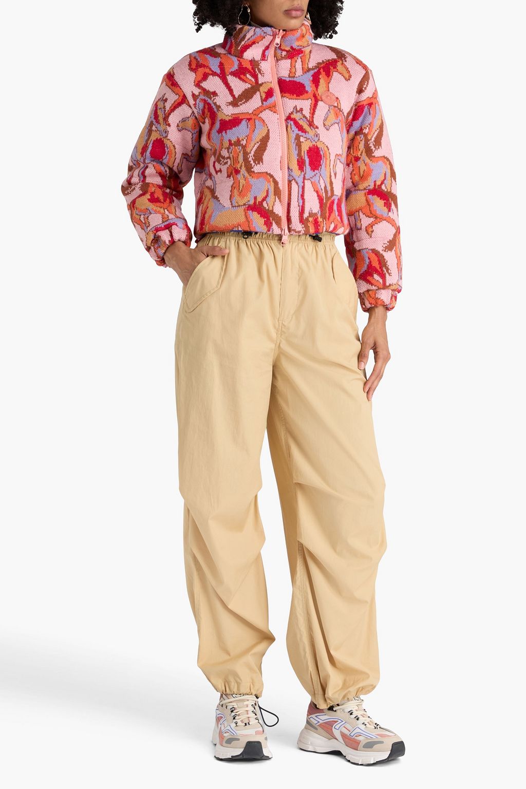 FARM RIO Reversible cropped printed shell jacket