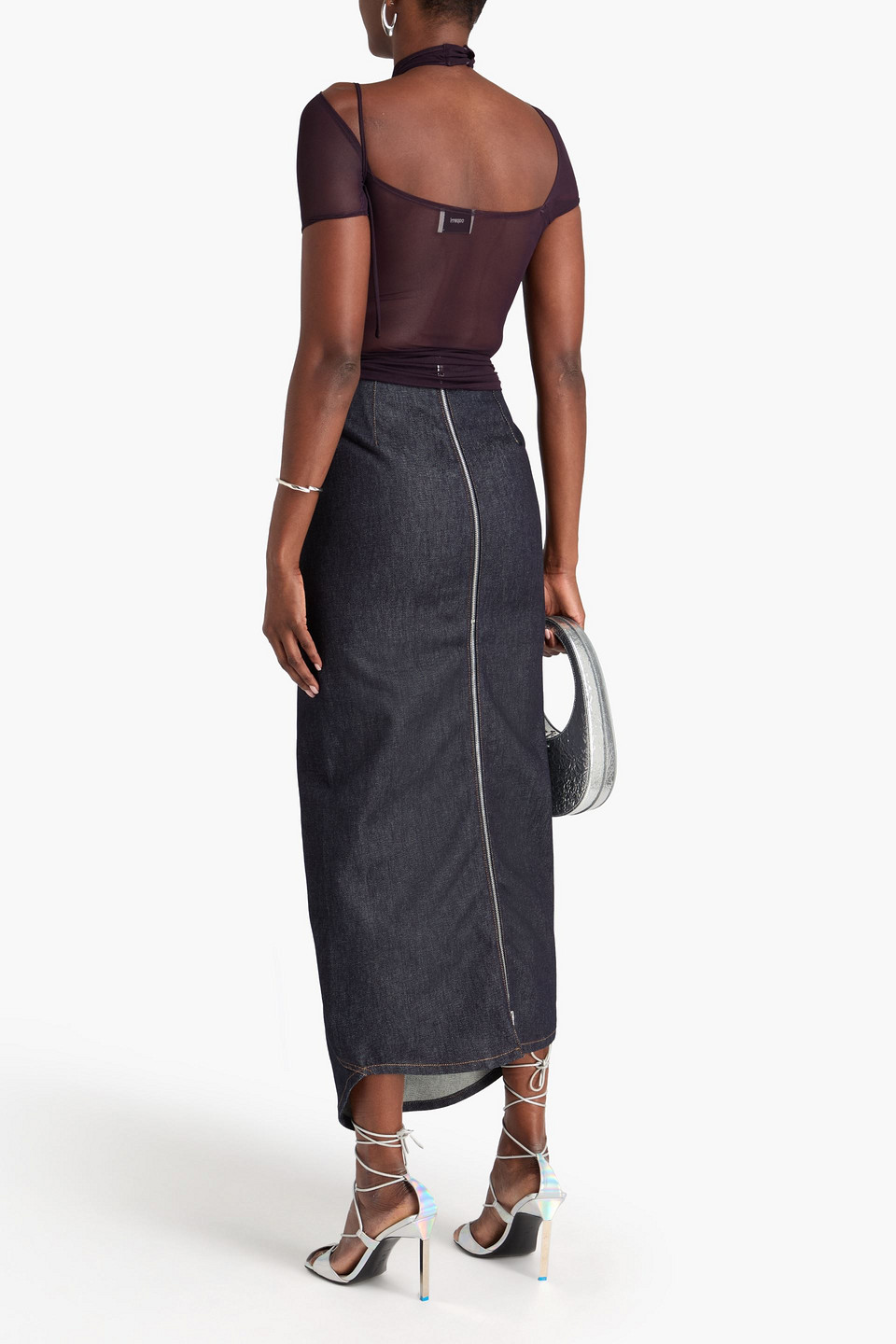  Coperni - Cutout Stretch-mesh Top - Purple - Xs 