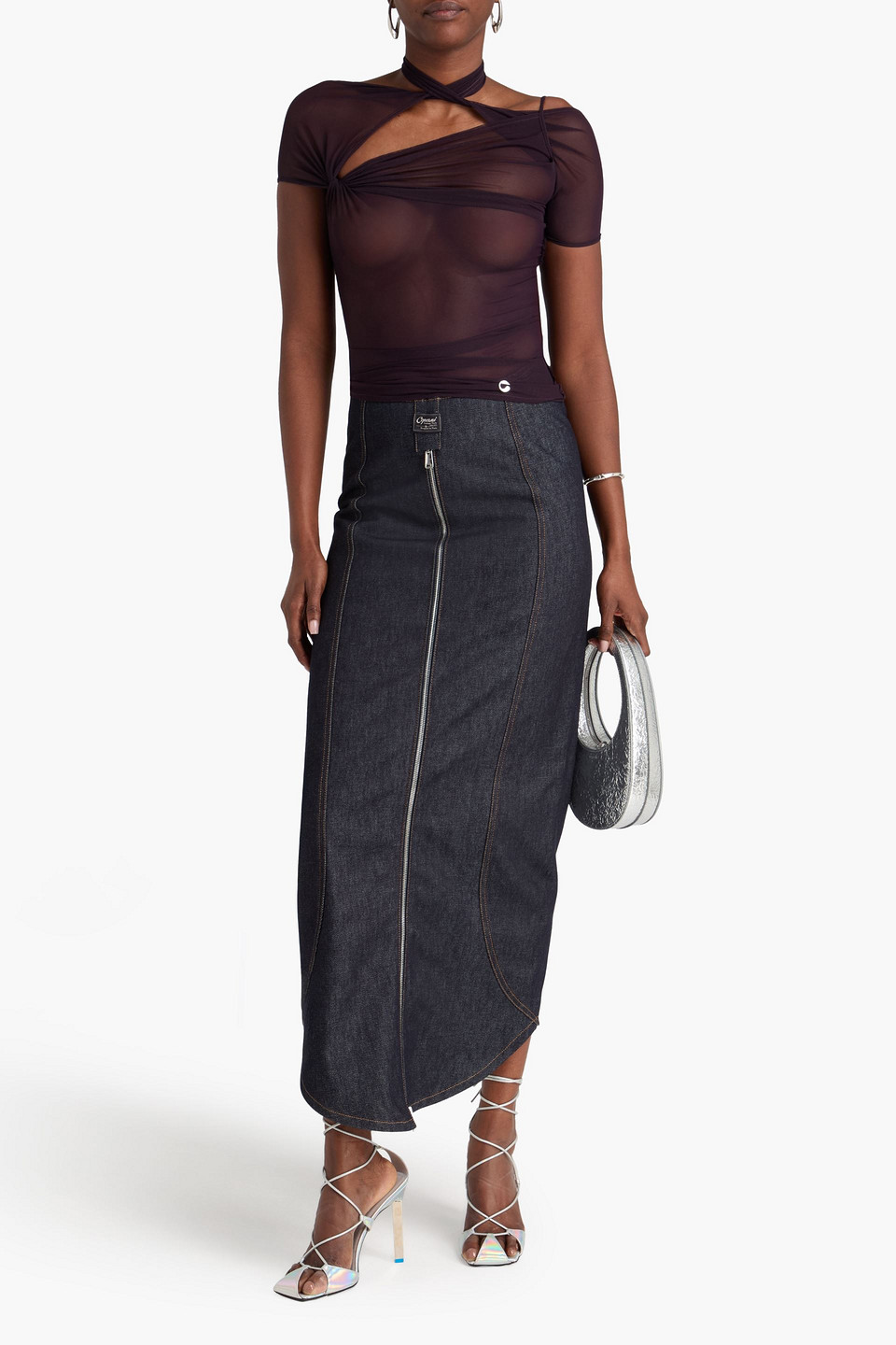  Coperni - Cutout Stretch-mesh Top - Purple - Xs 