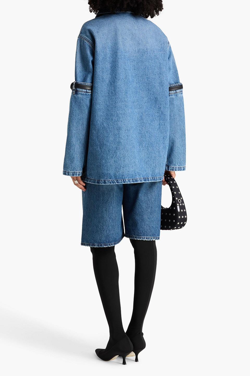  Coperni - Hemdjacke Aus Denim Mit Lederbesatz - Blau - M 