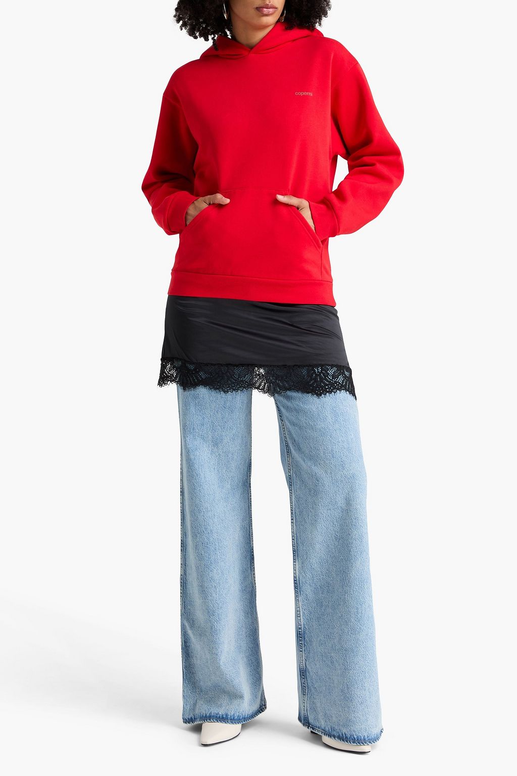 COPERNI Printed cotton-blend fleece hoodie