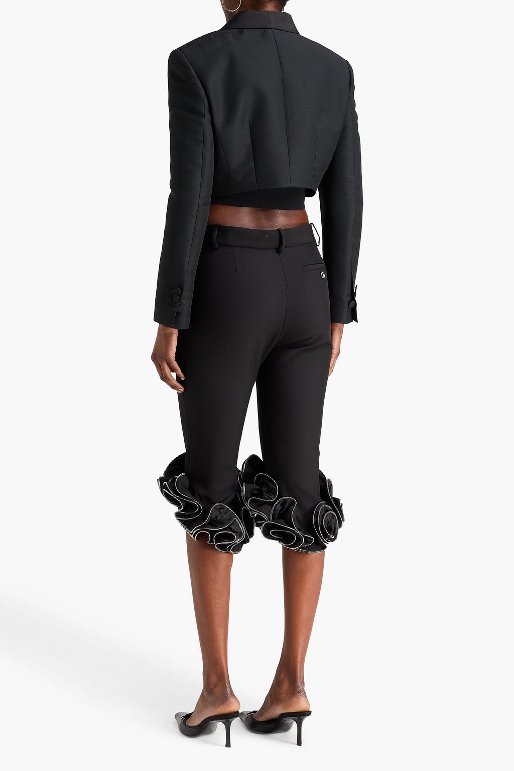 COPERNI Cropped ruffled crepe slim-leg pants