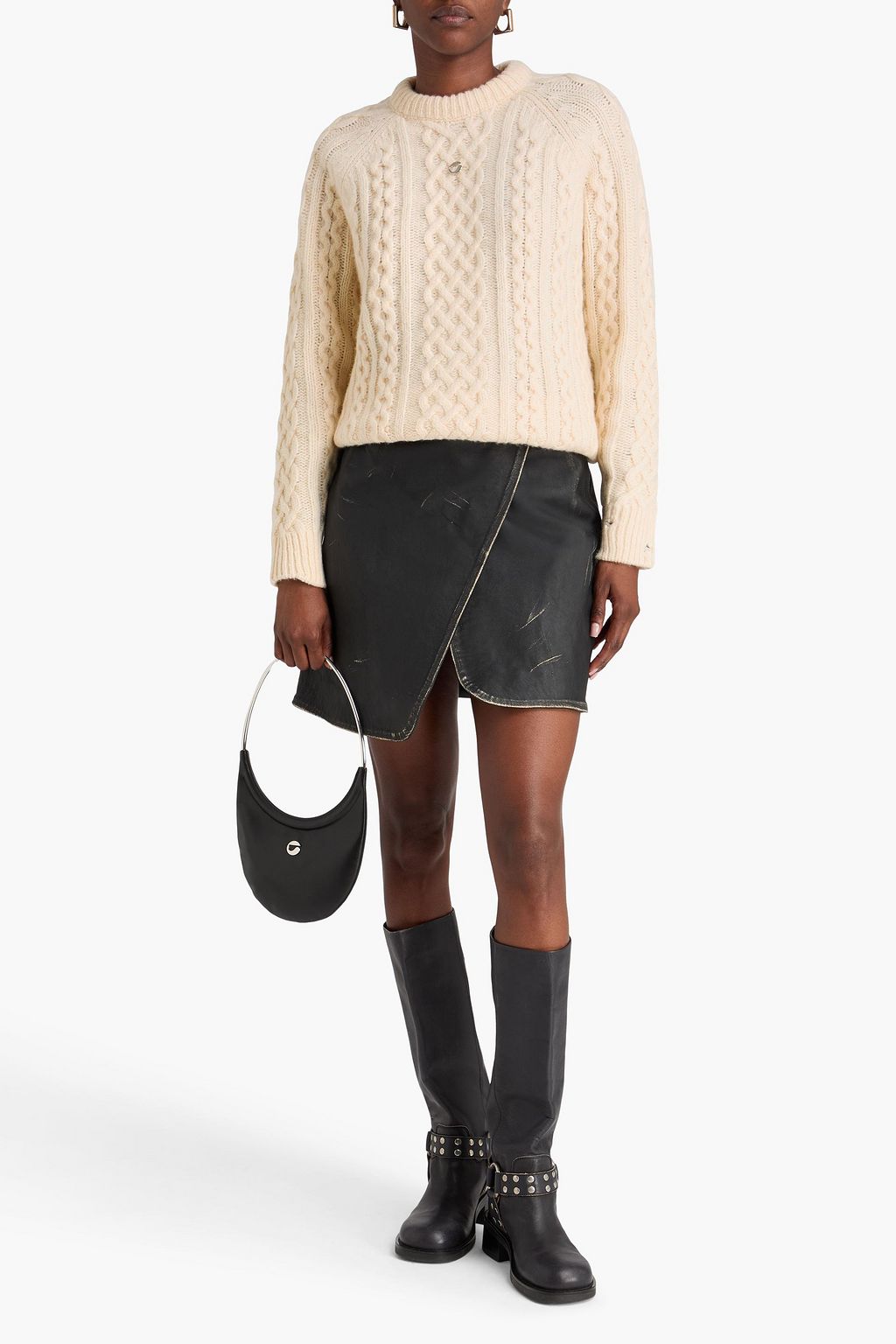 COPERNI Embellished cable-knit wool-blend sweater