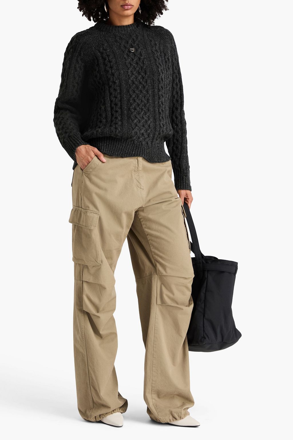 COPERNI Embellished cable-knit wool-blend sweater