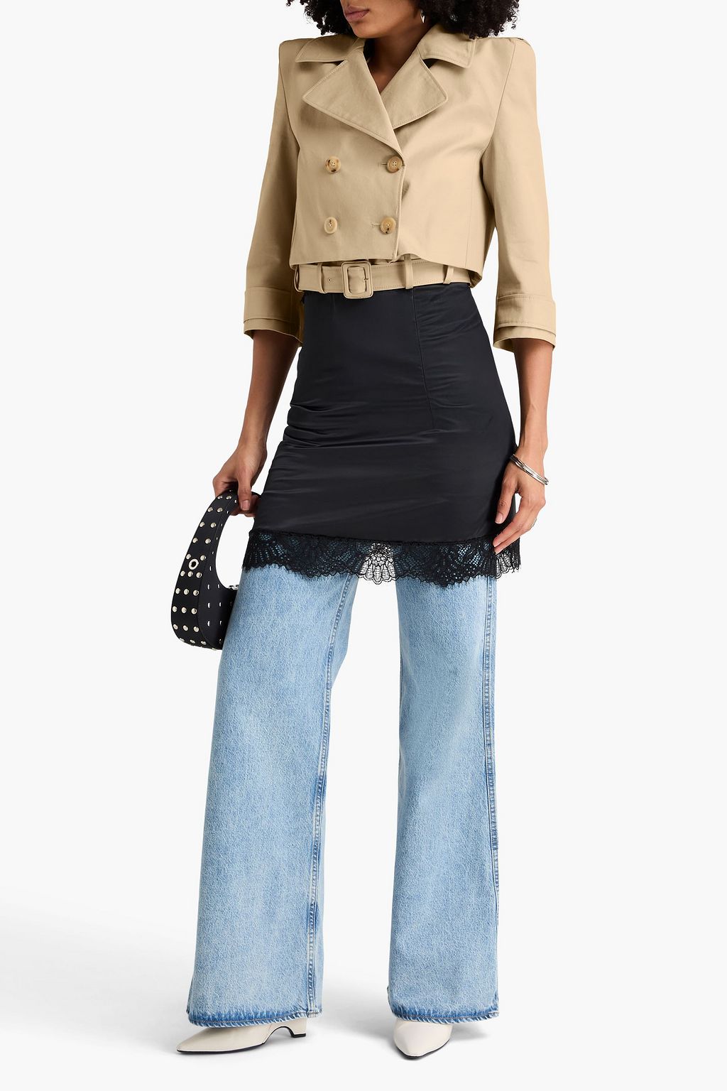 COPERNI Double-breasted cropped cotton-twill jacket