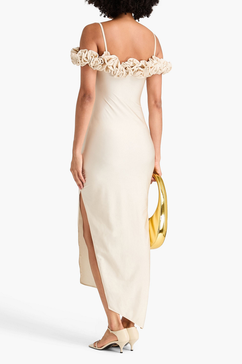  Coperni - Midikleid Aus Stretch-jersey Mit Rüschen - Neutral - S 