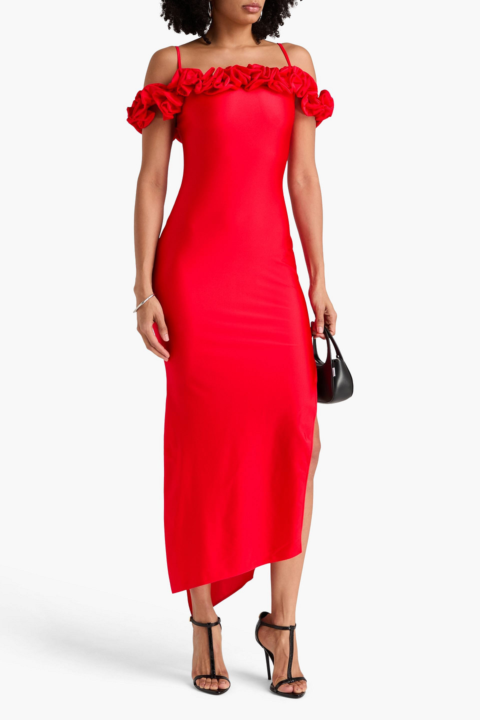  Coperni - Midikleid Aus Stretch-jersey Mit Rüschen - Rot - Xs 